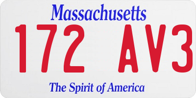 MA license plate 172AV3