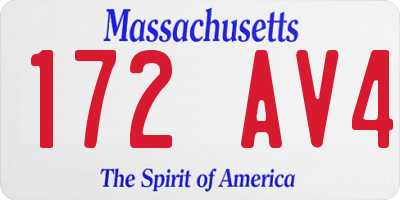 MA license plate 172AV4