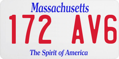 MA license plate 172AV6