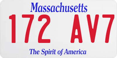 MA license plate 172AV7