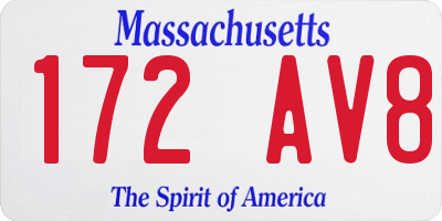 MA license plate 172AV8