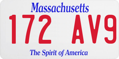 MA license plate 172AV9