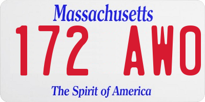 MA license plate 172AW0