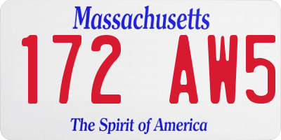 MA license plate 172AW5