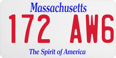 MA license plate 172AW6
