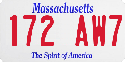 MA license plate 172AW7