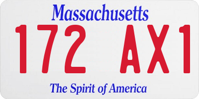 MA license plate 172AX1