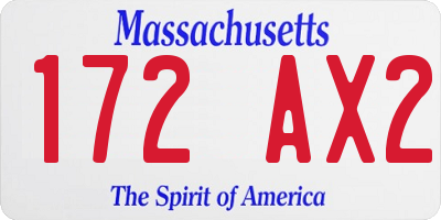 MA license plate 172AX2