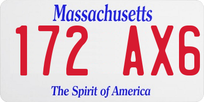 MA license plate 172AX6