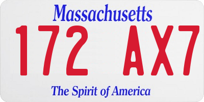 MA license plate 172AX7