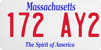 MA license plate 172AY2
