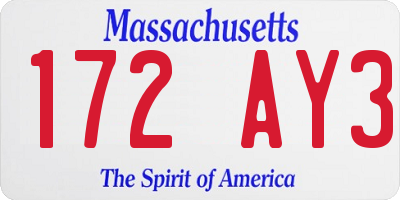 MA license plate 172AY3