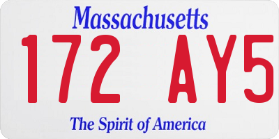 MA license plate 172AY5