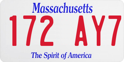 MA license plate 172AY7
