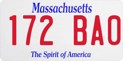 MA license plate 172BA0