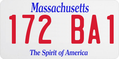 MA license plate 172BA1