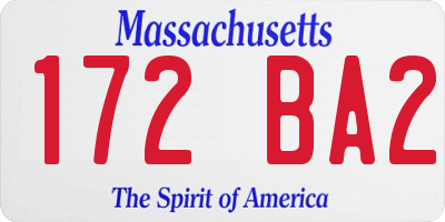 MA license plate 172BA2