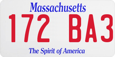 MA license plate 172BA3
