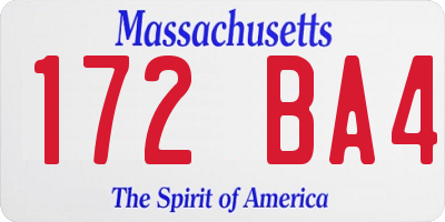 MA license plate 172BA4