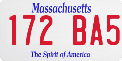 MA license plate 172BA5