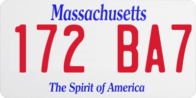MA license plate 172BA7