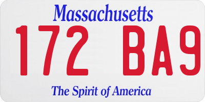 MA license plate 172BA9