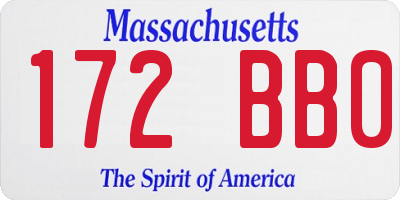 MA license plate 172BB0