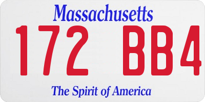 MA license plate 172BB4