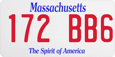 MA license plate 172BB6