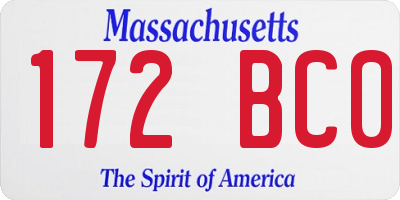 MA license plate 172BC0