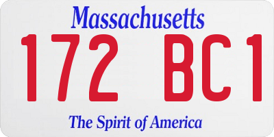 MA license plate 172BC1