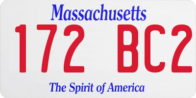 MA license plate 172BC2
