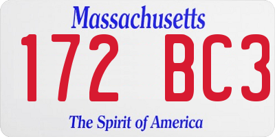 MA license plate 172BC3