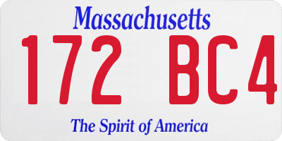 MA license plate 172BC4