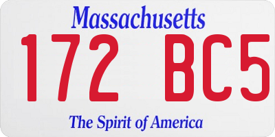 MA license plate 172BC5