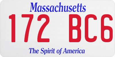 MA license plate 172BC6