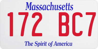 MA license plate 172BC7