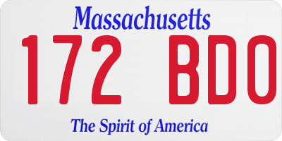 MA license plate 172BD0
