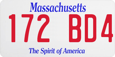 MA license plate 172BD4