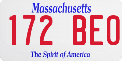 MA license plate 172BE0