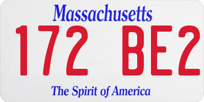 MA license plate 172BE2