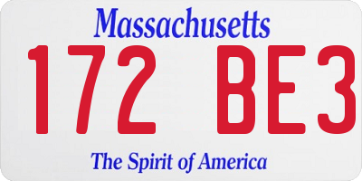 MA license plate 172BE3