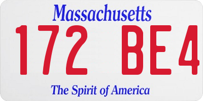 MA license plate 172BE4