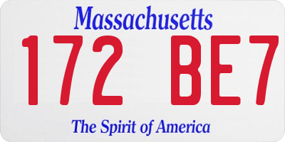 MA license plate 172BE7