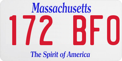 MA license plate 172BF0