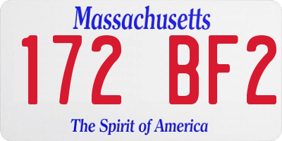 MA license plate 172BF2