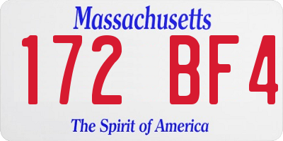 MA license plate 172BF4