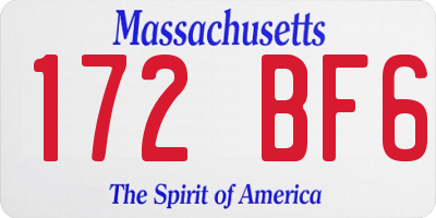 MA license plate 172BF6