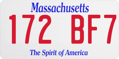 MA license plate 172BF7