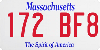 MA license plate 172BF8